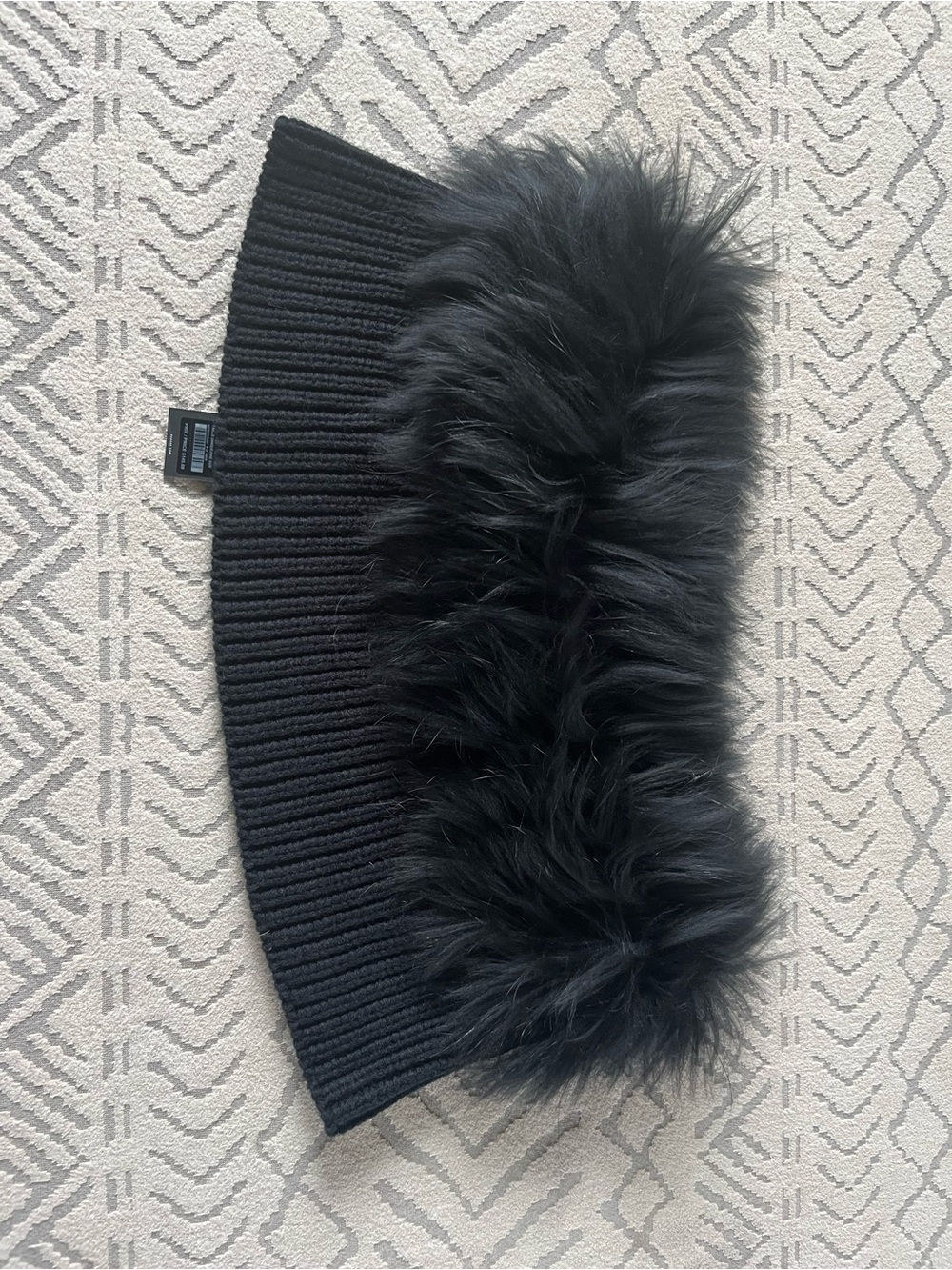 RUDSAK Black Knit off the shoulder scarf with racoon fur trim